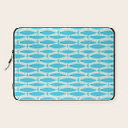 Coastal Ocean Fish Geometric Pattern in Turquoise Aqua Blue  Laptop Sleeve Gallery Image 1