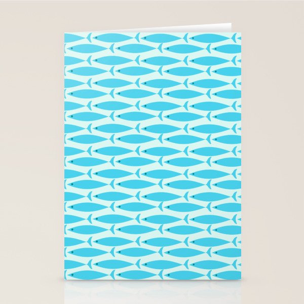 Coastal Ocean Fish Geometric Pattern in Turquoise Aqua Blue  Stationery Card Gallery Image 2
