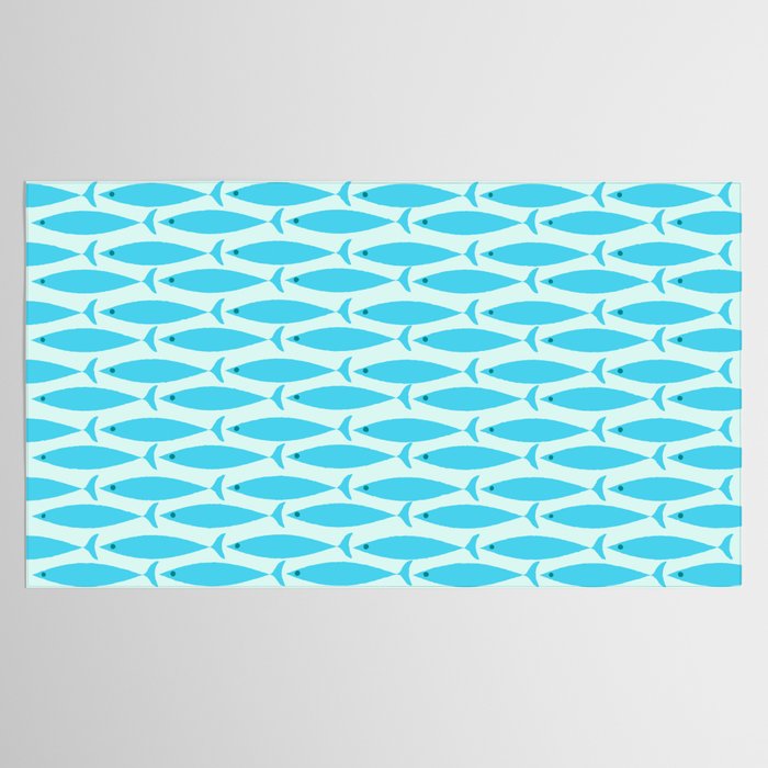Coastal Ocean Fish Geometric Pattern in Turquoise Aqua Blue  Tablecloth Gallery Image 2