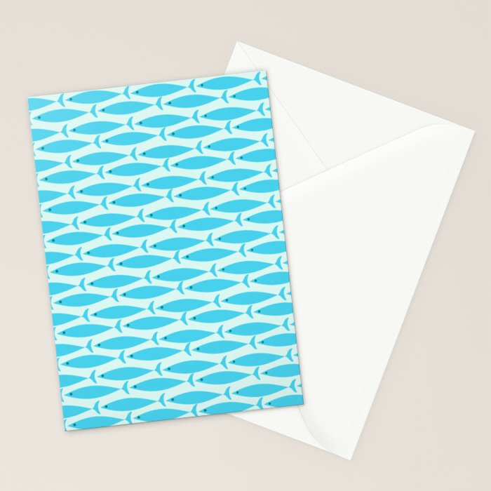 Coastal Ocean Fish Geometric Pattern in Turquoise Aqua Blue  Stationery Card Gallery Image 2