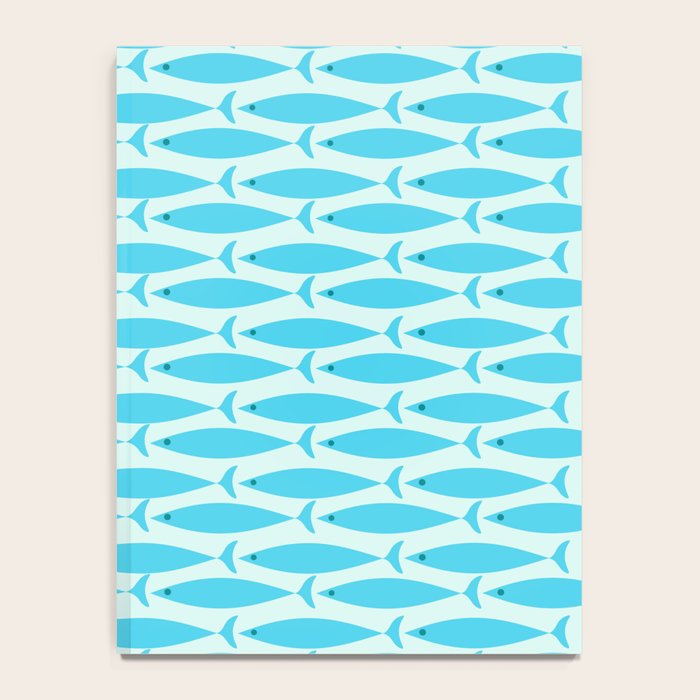Coastal Ocean Fish Geometric Pattern in Turquoise Aqua Blue  Notebook Gallery Image 4