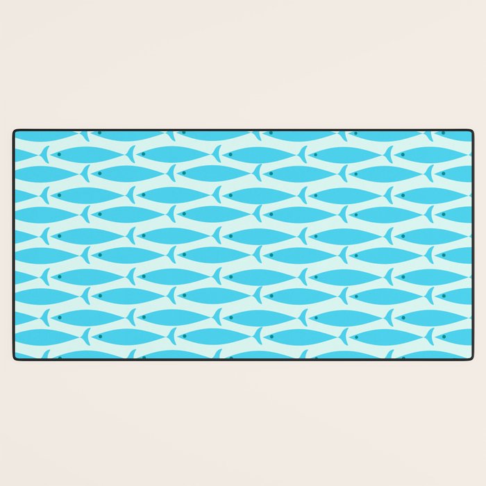 Coastal Ocean Fish Geometric Pattern in Turquoise Aqua Blue  Desk Mat Gallery Image 3