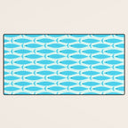 Coastal Ocean Fish Geometric Pattern in Turquoise Aqua Blue  Desk Mat Gallery Image 3
