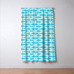 Coastal Ocean Fish Geometric Pattern in Turquoise Aqua Blue  Window Curtain Gallery Image 3