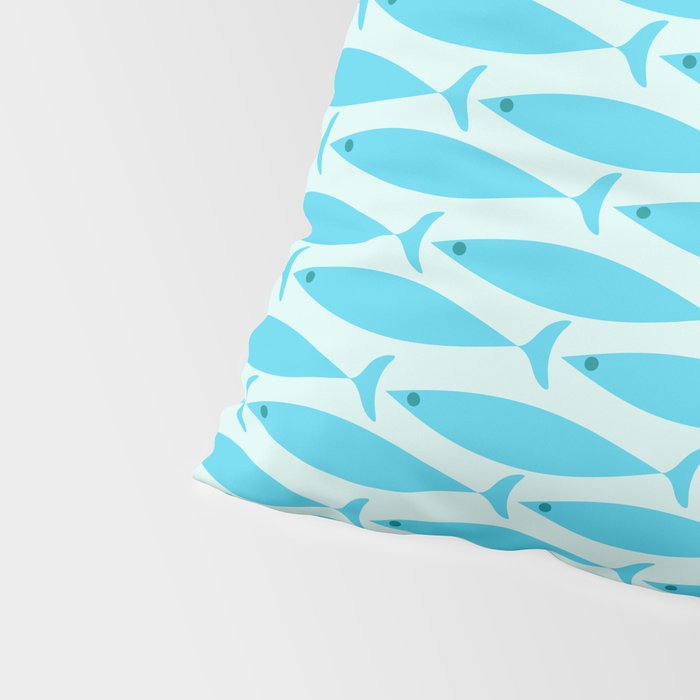 Coastal Ocean Fish Geometric Pattern in Turquoise Aqua Blue  Pillow Sham Gallery Image 4