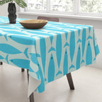 Coastal Ocean Fish Geometric Pattern in Turquoise Aqua Blue  Tablecloth Gallery Image 3