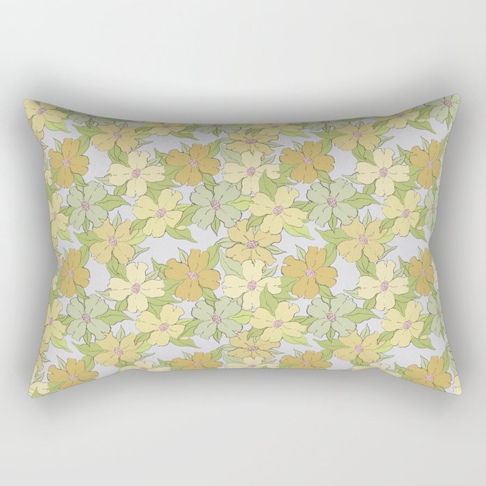 muted pastel pink yellow green flowering dogwood symbolize rebirth and hope Rectangular Pillow Gallery Image 1