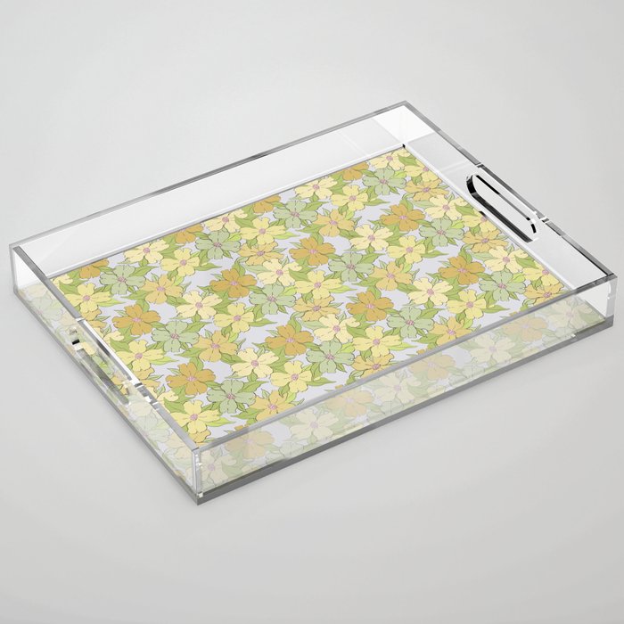 muted pastel pink yellow green flowering dogwood symbolize rebirth and hope Acrylic Tray Gallery Image 1