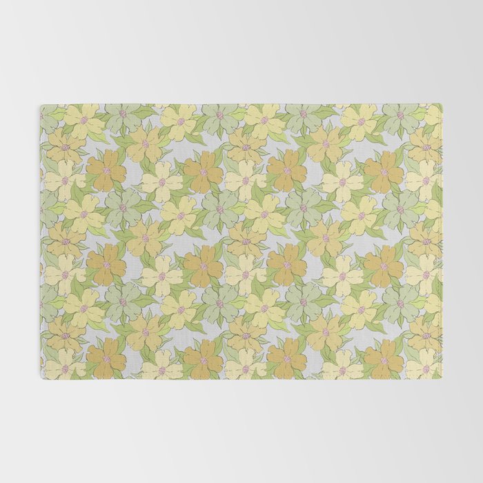 muted pastel pink yellow green flowering dogwood symbolize rebirth and hope Rug Gallery Image 2