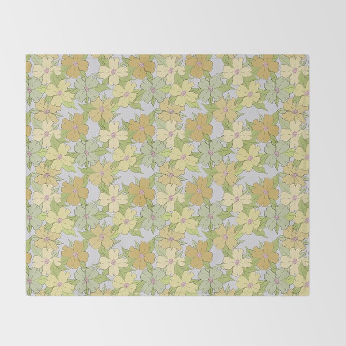 muted pastel pink yellow green flowering dogwood symbolize rebirth and hope Throw Blanket Gallery Image 2