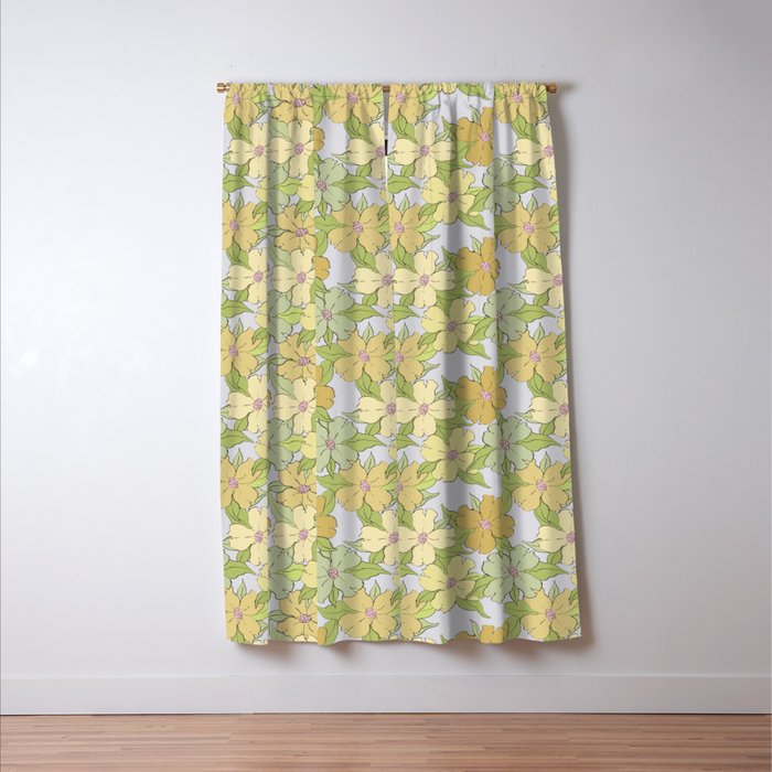 muted pastel pink yellow green flowering dogwood symbolize rebirth and hope Window Curtain Gallery Image 3