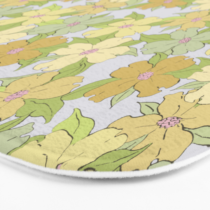 muted pastel pink yellow green flowering dogwood symbolize rebirth and hope Bath Mat Gallery Image 3