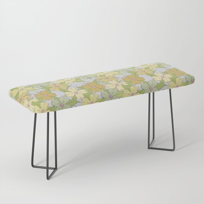 muted pastel pink yellow green flowering dogwood symbolize rebirth and hope Bench Gallery Image 1