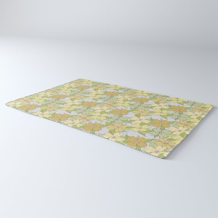 muted pastel pink yellow green flowering dogwood symbolize rebirth and hope Rug Gallery Image 3