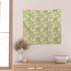 muted pastel pink yellow green flowering dogwood symbolize rebirth and hope Wall Tapestry Gallery Image 2