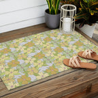 muted pastel pink yellow green flowering dogwood symbolize rebirth and hope Outdoor Rug Gallery Image 2