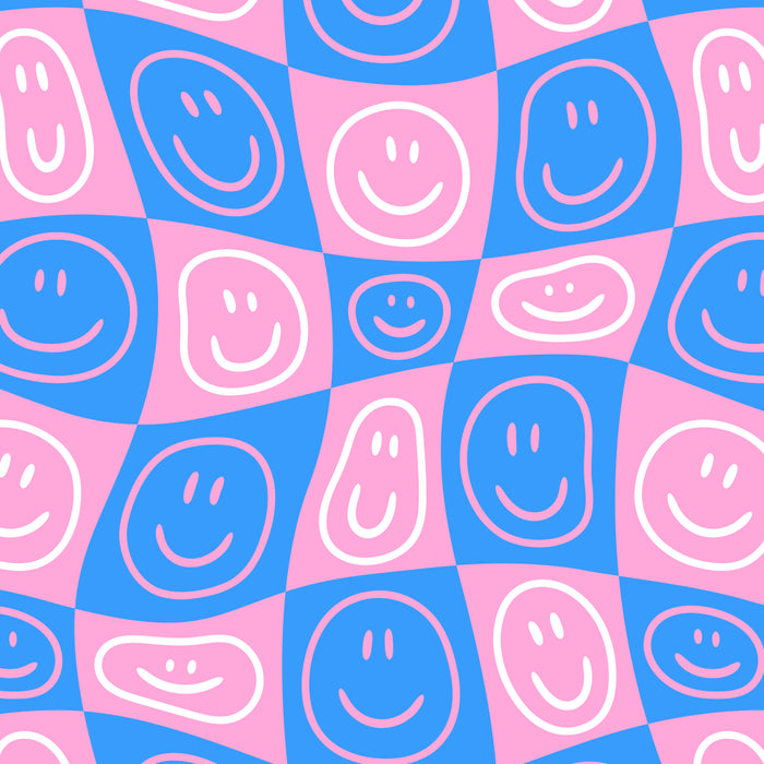 Retro happy face checkered pattern Coffee Mug Gallery Image 2