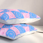 Retro happy face checkered pattern Pillow Sham Gallery Image 3