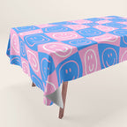 Retro happy face checkered pattern Tablecloth Gallery Image 1