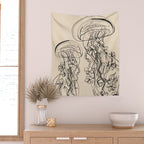 Minimal Floral Jellyfishes 1 Wall Tapestry Gallery Image 2