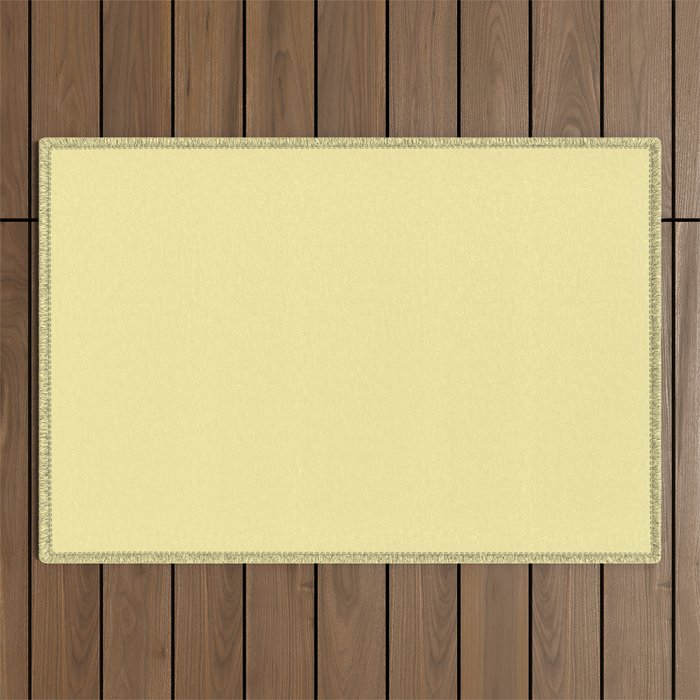 Butter Yellow Pale Soft Pastel Solid Outdoor Rug Gallery Image 1