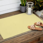 Butter Yellow Pale Soft Pastel Solid Outdoor Rug Gallery Image 2