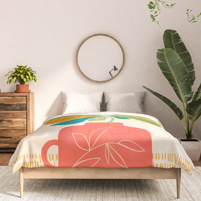 Whimsical Tropical Leaf Still Life Comforter Gallery Image 3