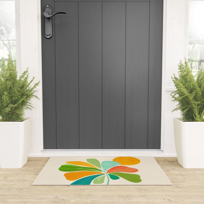 Whimsical Tropical Leaf Still Life Welcome Mat Gallery Image 3
