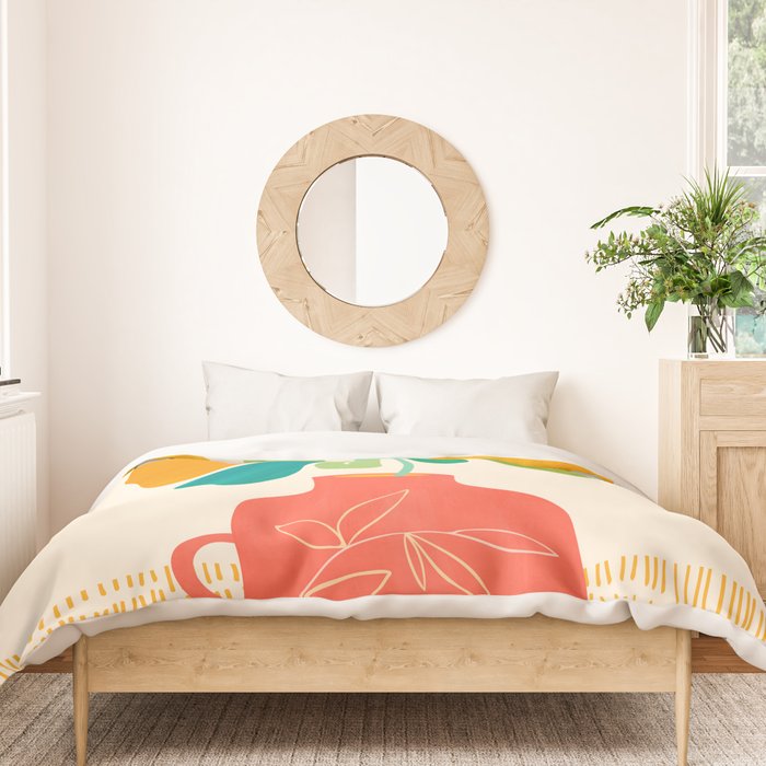 Whimsical Tropical Leaf Still Life Duvet Cover Gallery Image 3