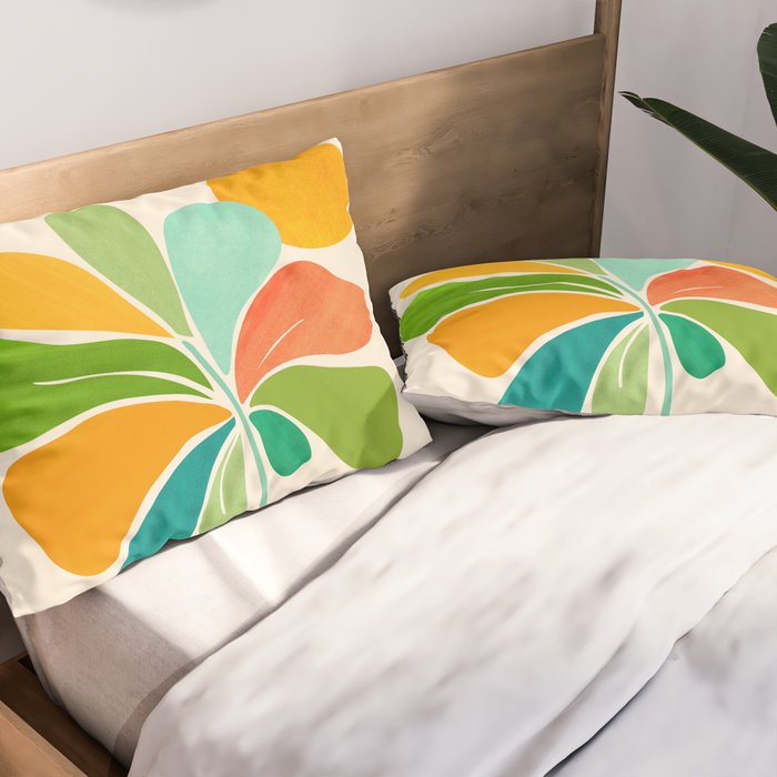 Whimsical Tropical Leaf Still Life Pillow Sham Gallery Image 2