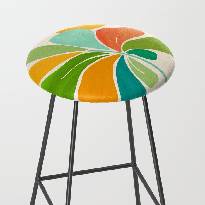 Whimsical Tropical Leaf Still Life Stool Gallery Image 2