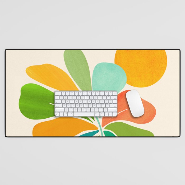 Whimsical Tropical Leaf Still Life Desk Mat Gallery Image 1