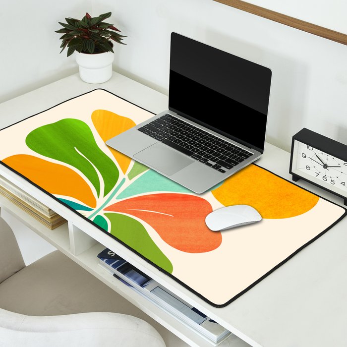 Whimsical Tropical Leaf Still Life Desk Mat Gallery Image 2