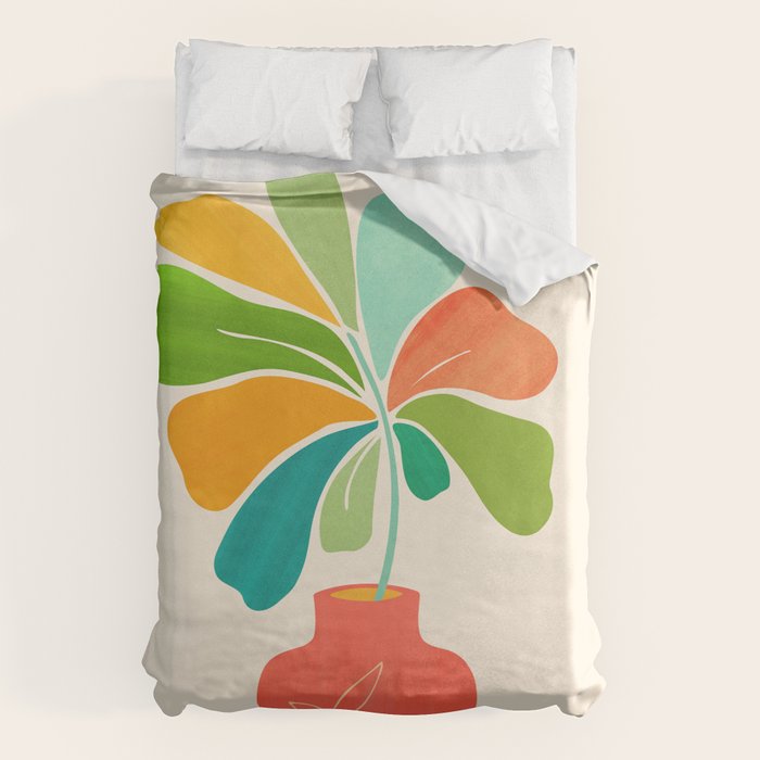 Whimsical Tropical Leaf Still Life Duvet Cover Gallery Image 1
