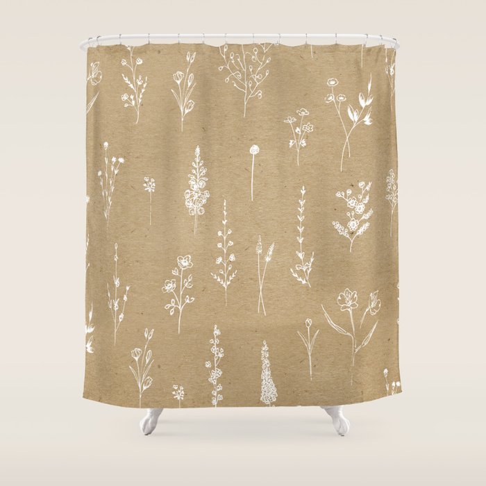 Wildflowers kraft Shower Curtain Gallery Image 1