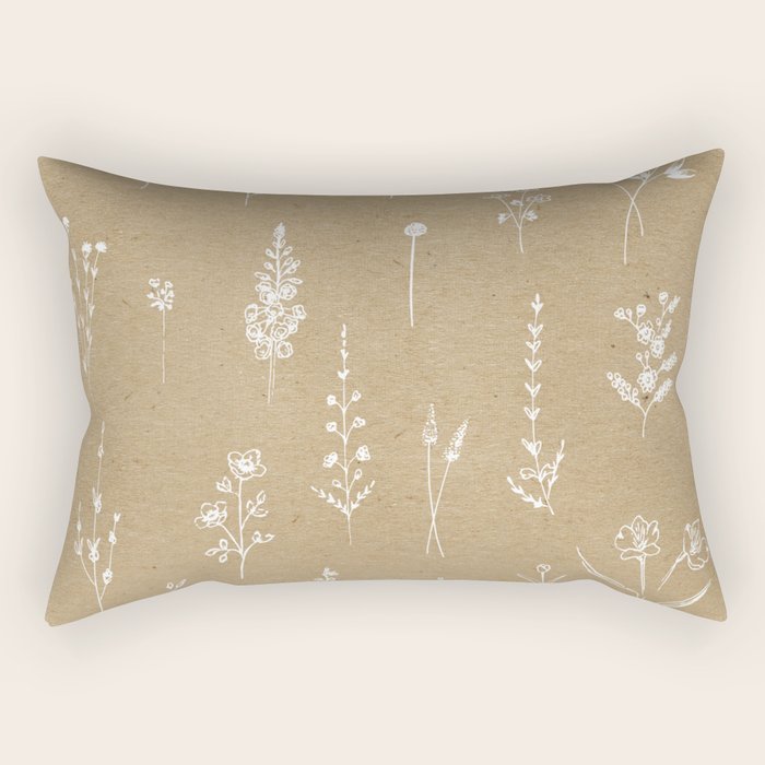Wildflowers kraft Rectangular Pillow Gallery Image 1