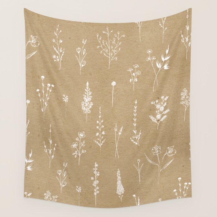 Wildflowers kraft Wall Tapestry Gallery Image 1