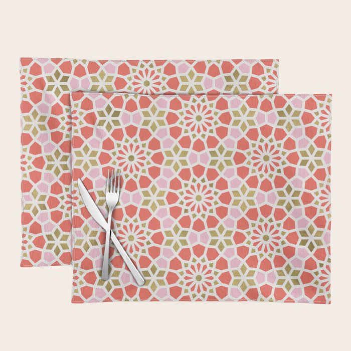 Persian Mosaic - Coral & Gold Palette Placemat Gallery Image 1