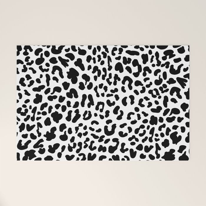 Black & White Leopard Skin Welcome Mat Gallery Image 1