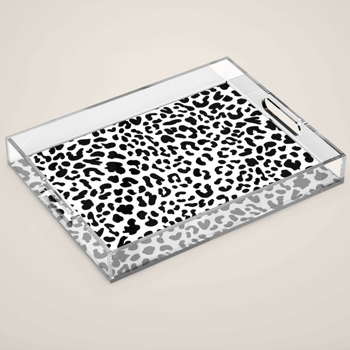 Black & White Leopard Skin Acrylic Tray Gallery Image 1