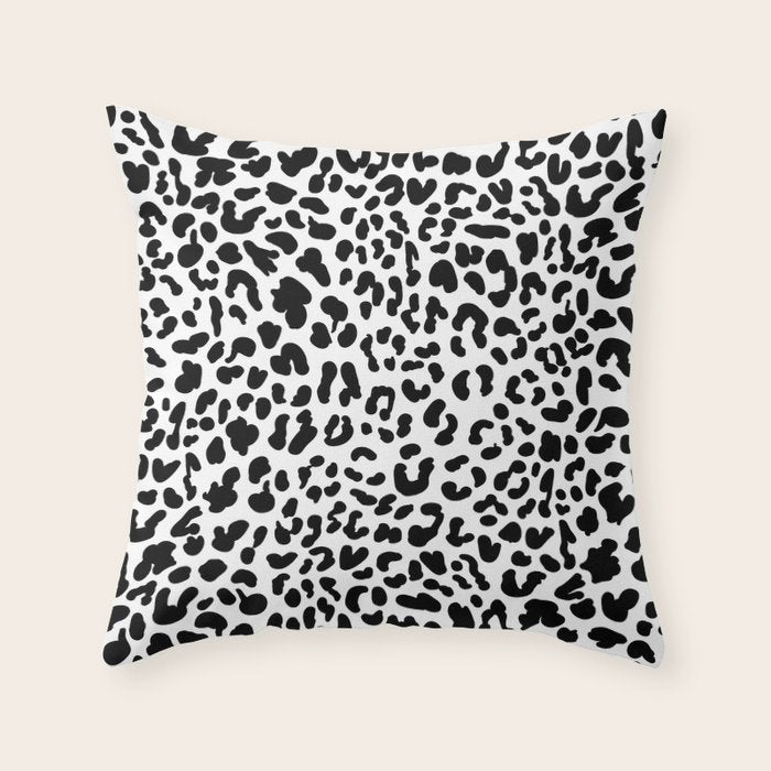 Black & White Leopard Skin Throw Pillow Gallery Image 1