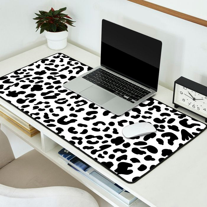 Black & White Leopard Skin Desk Mat Gallery Image 2