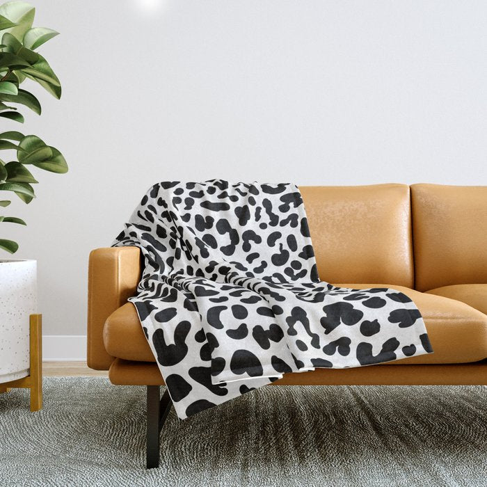 Black & White Leopard Skin Throw Blanket Gallery Image 1