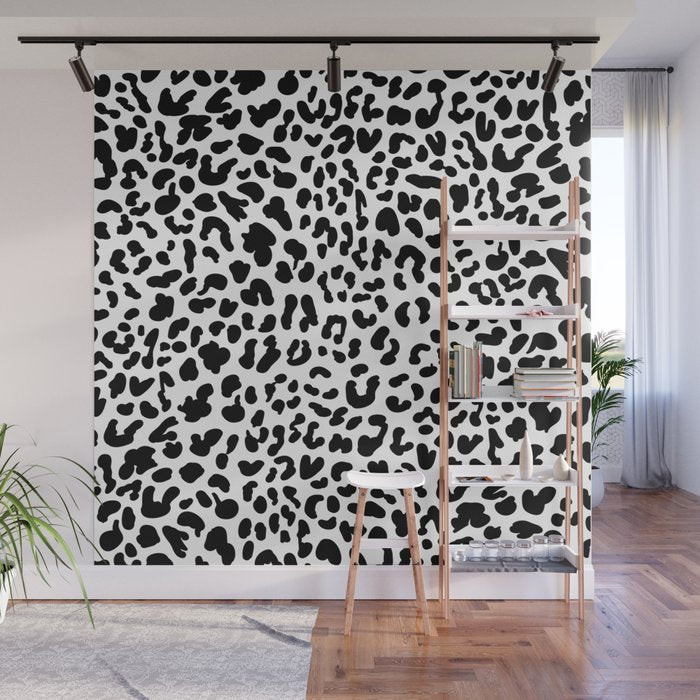 Black & White Leopard Skin Wall Mural Gallery Image 1
