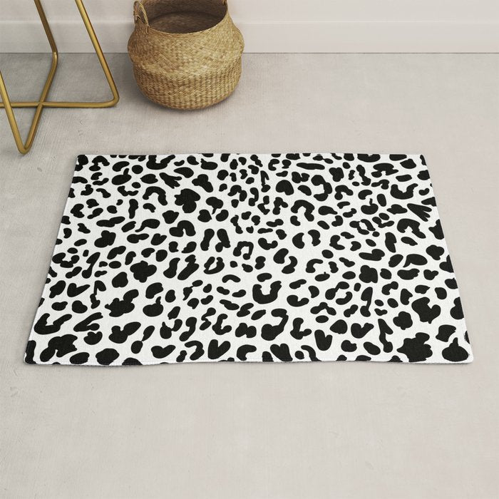 Black & White Leopard Skin Rug Gallery Image 1