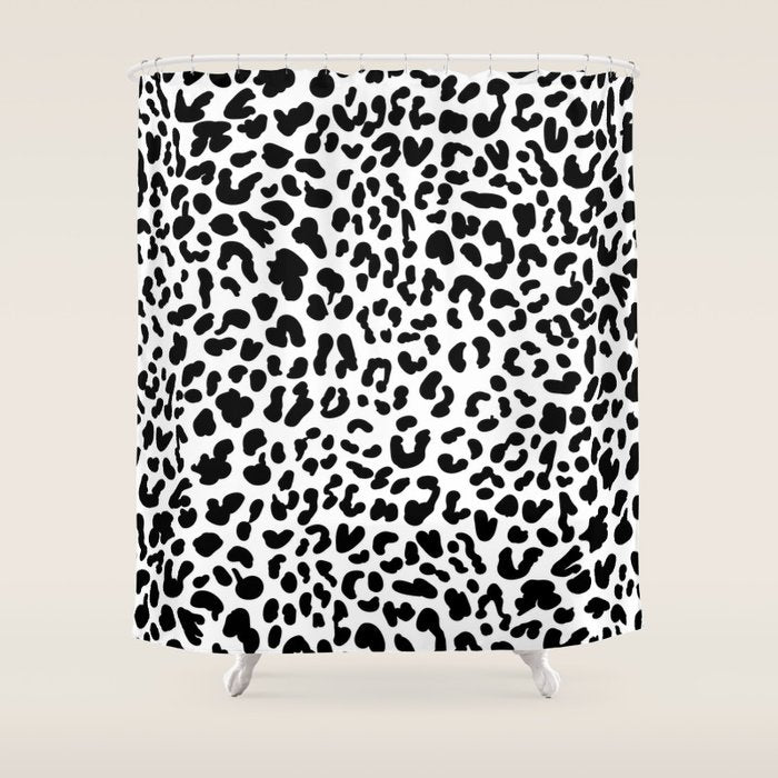 Black & White Leopard Skin Shower Curtain Gallery Image 1