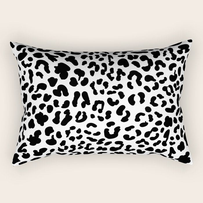 Black & White Leopard Skin Rectangular Pillow Gallery Image 1
