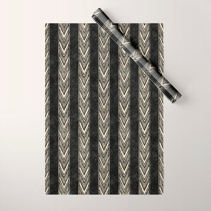 Canyon Stripe - black and cream Wrapping Paper Gallery Image 1