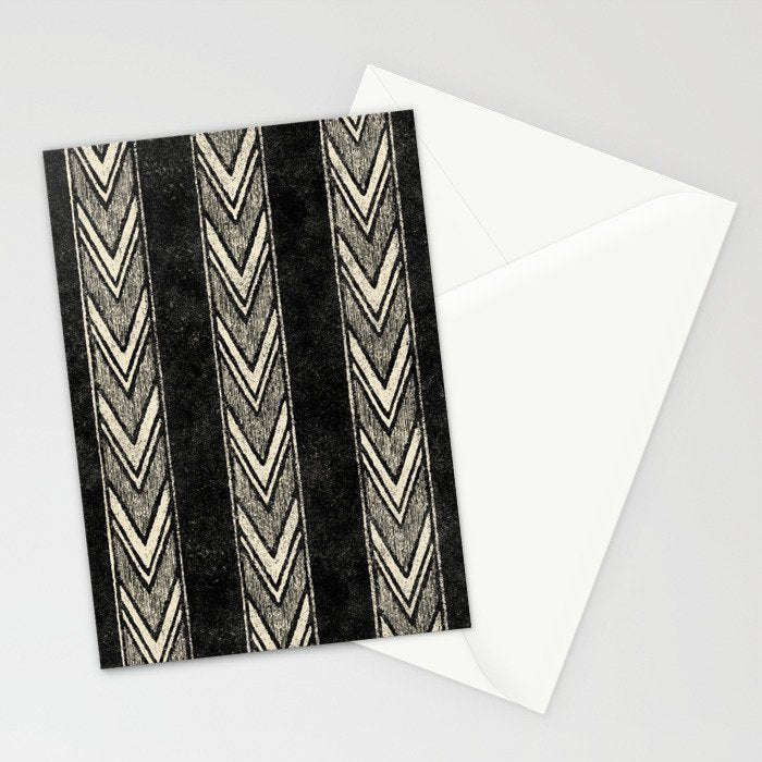 Canyon Stripe - black and cream Stationery Card Gallery Image 2