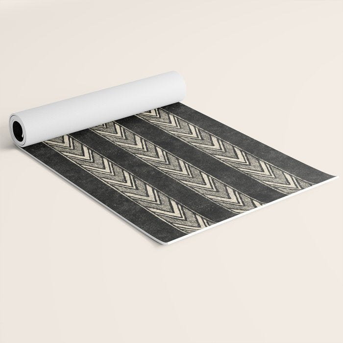 Canyon Stripe - black and cream Yoga Mat Gallery Image 2
